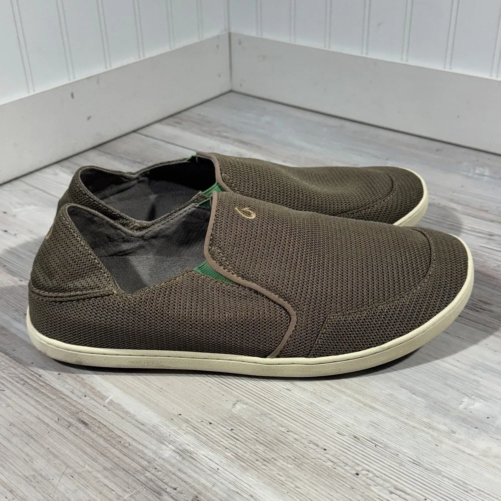 Olukai Nohea Mesh Boat Shoe Men's Sz 11.5 Brown Preowned Good Condition